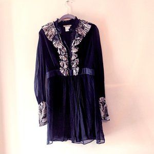 Black Long-Sleeve Mini Dress with cuffs